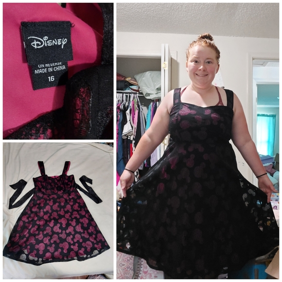 Disney Dresses & Skirts - Size 16 Disney Pink and Black Minnie Mouse Dress